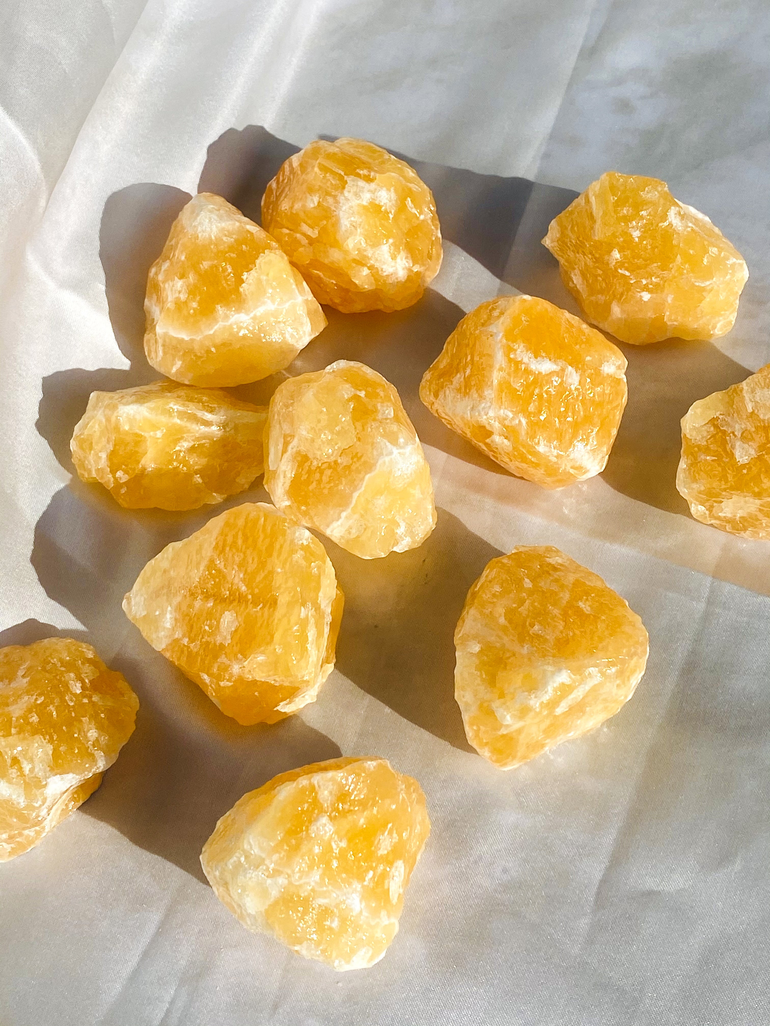 Orange calcite rough chunks