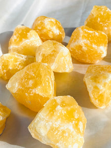 Orange calcite rough chunks