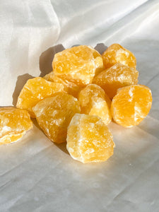 Orange calcite rough chunks