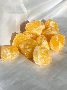 Orange calcite rough chunks