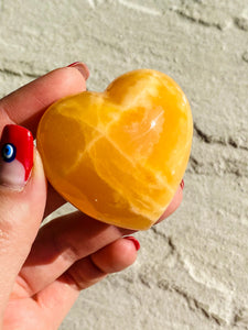 Orange calcite heart